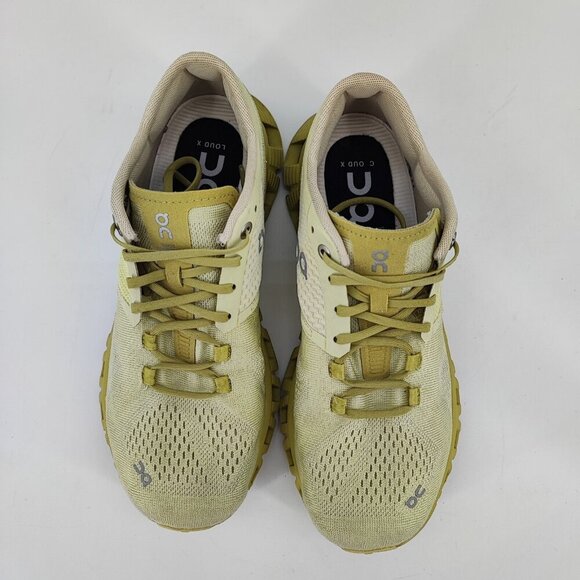 On Women’s Cloud X Green Mesh Lace up Running Shoes Size 6.5 US - Picture 4 of 11
